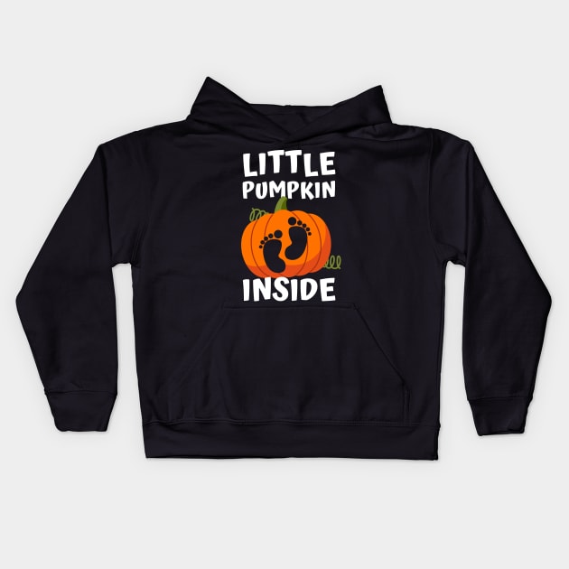 Halloween Pregnancy Announcement Expecting Little Pumpkin Inside Kids Hoodie by apparel.tolove@gmail.com